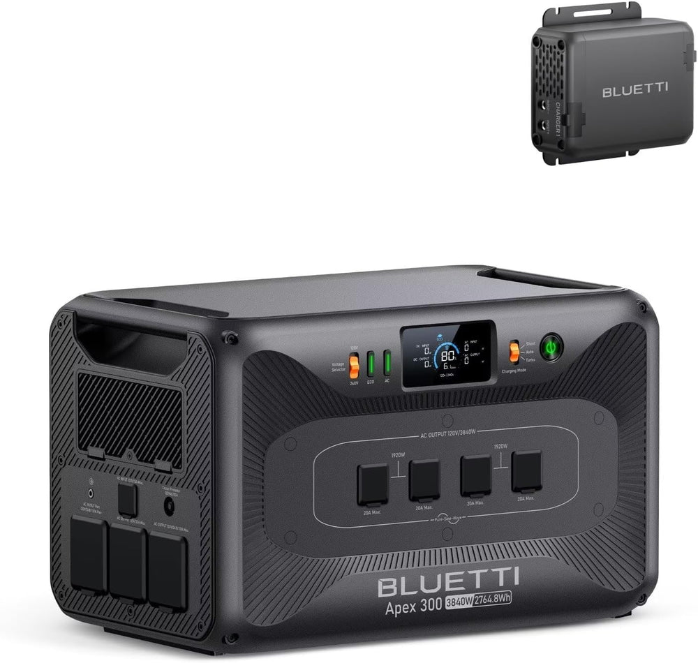 BLUETTI Apex 300 portable power station and charger, 3840W 2764.8Wh capacity