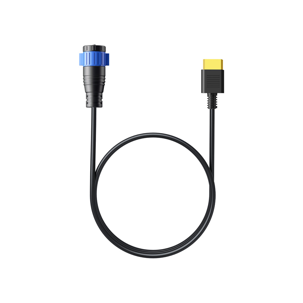 BLUETTI battery connection cable with blue aviation plug and yellow XT60 connector.
