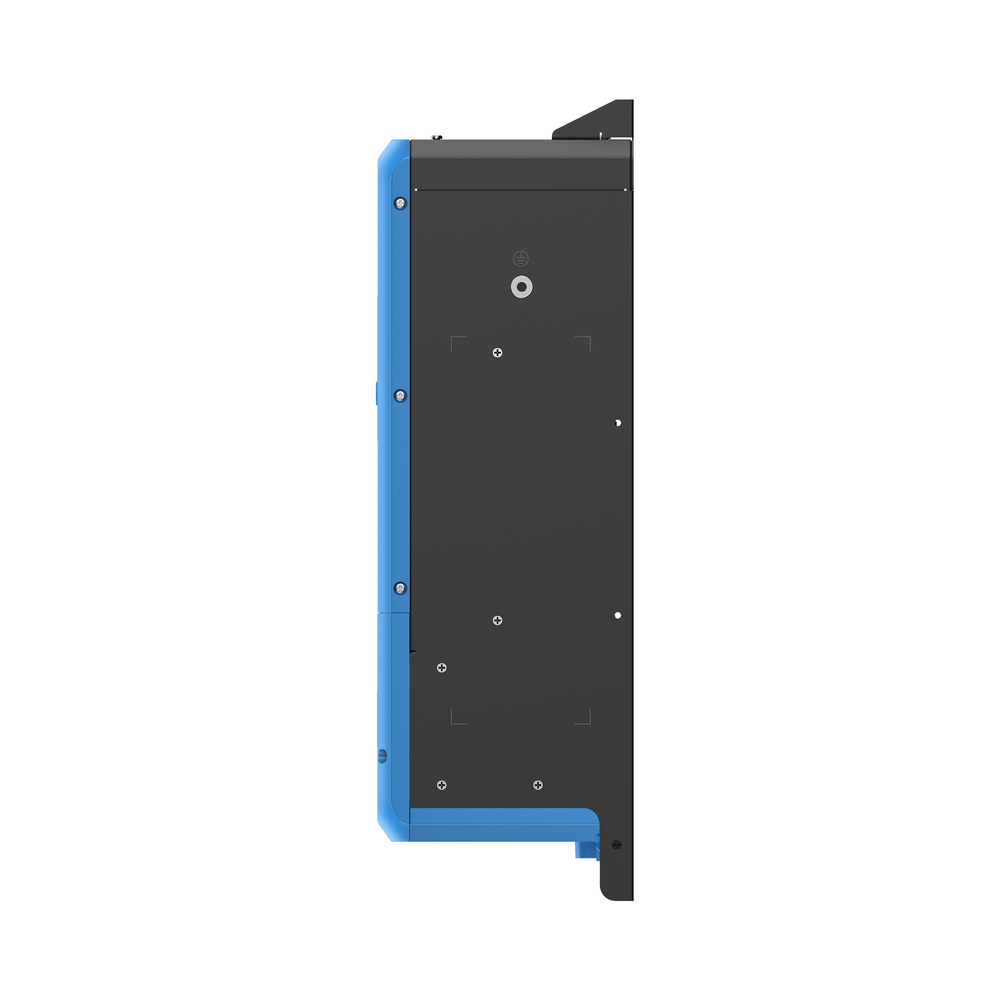 BLUETTI portable power station for clean energy, black with blue side.