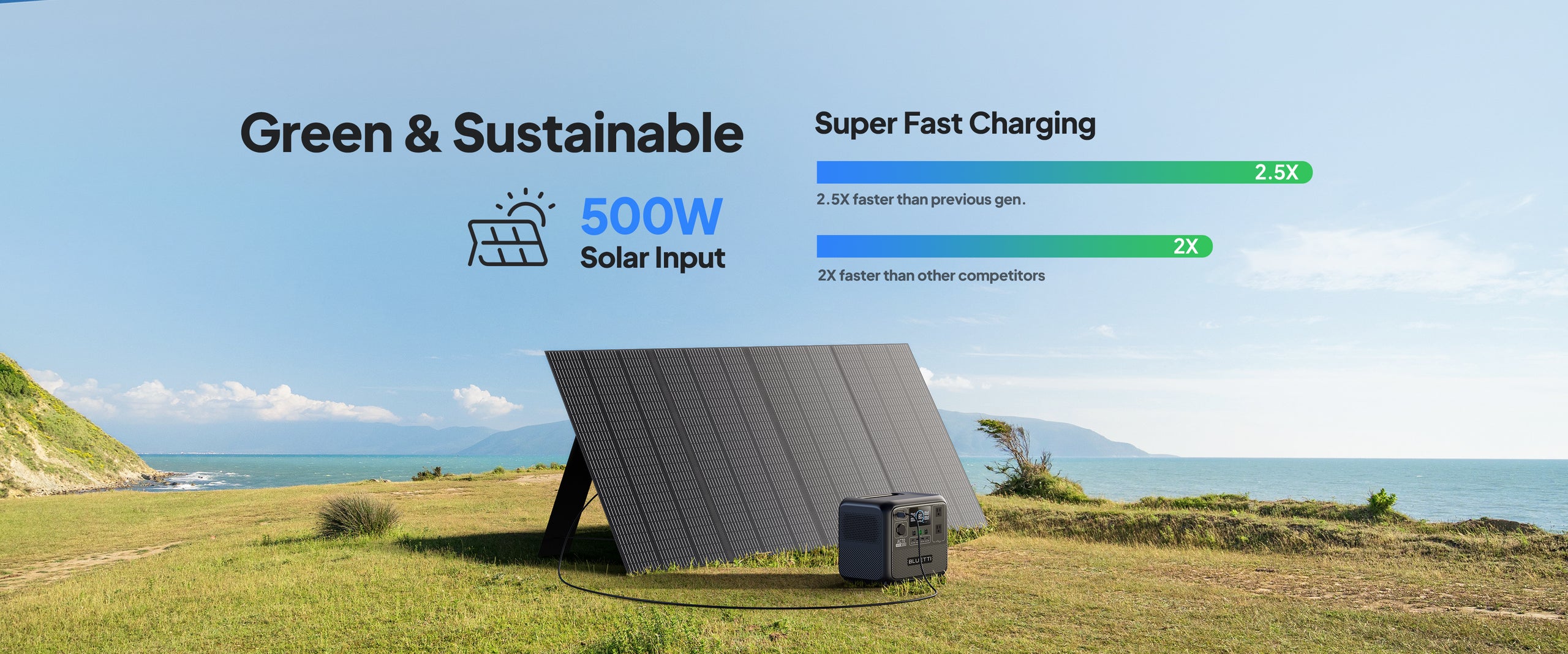 500w solar input 2.5x fast charge