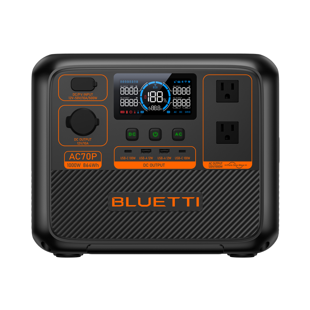 BLUETTI AC70P Portable Power Station | 1000W 864Wh