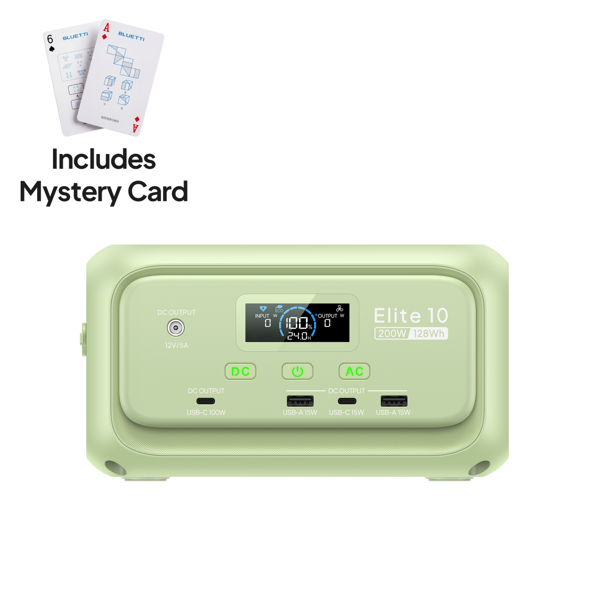 BLUETTI Elite 10 Mini Power Station | 200W 128Wh (Green)