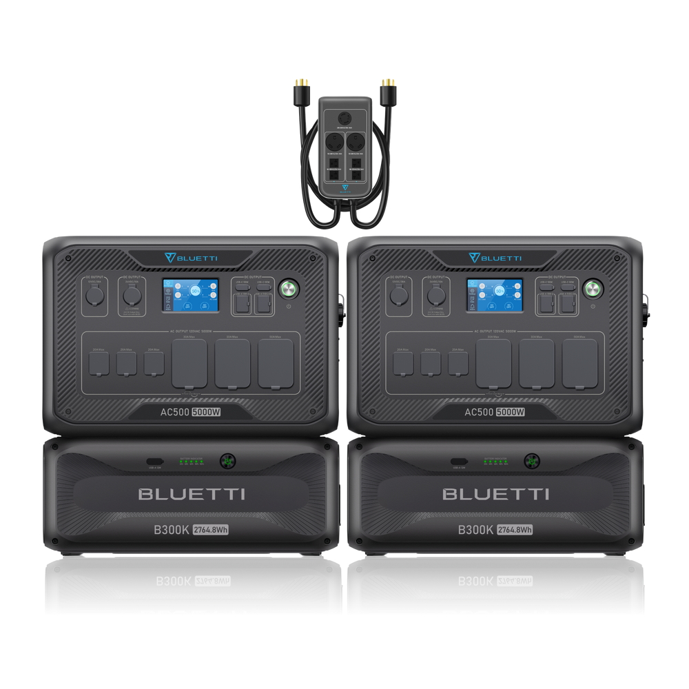 BLUETTI 2*AC500+2*B300K+P030A (Free P090D-P150D Cable) | Home Battery Backup