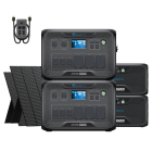 BLUETTI AC500 power station, B300 battery, and PV350 solar panels for home energy.