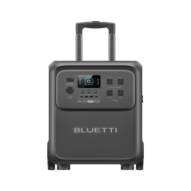BLUETTI Elite 400 2600W 3840Wh portable power station in luggage design.