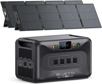 BLUETTI Apex 300 portable power station, 2764.8Wh, paired with three dark foldable solar panels.