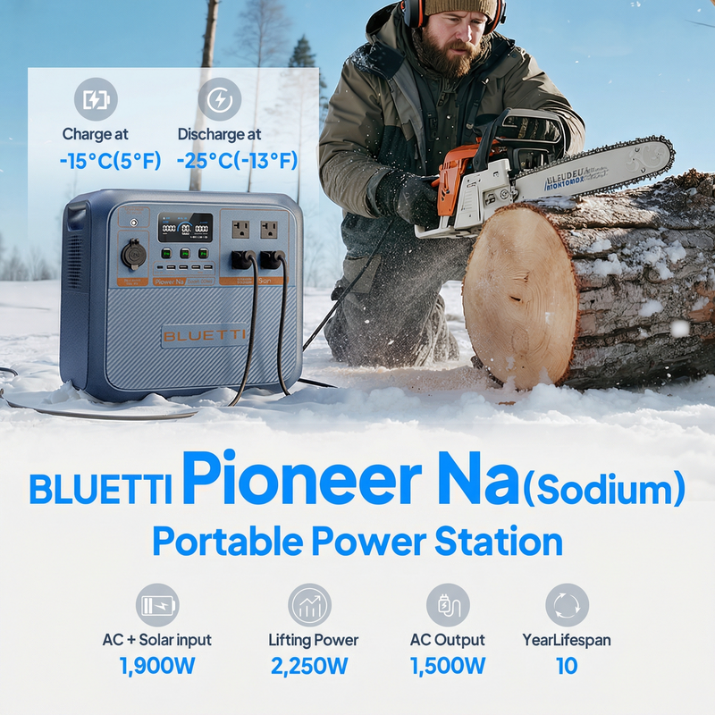 BLUETTI Pioneer Na(Sodium) Portable Power Station | 1,500W 900Wh