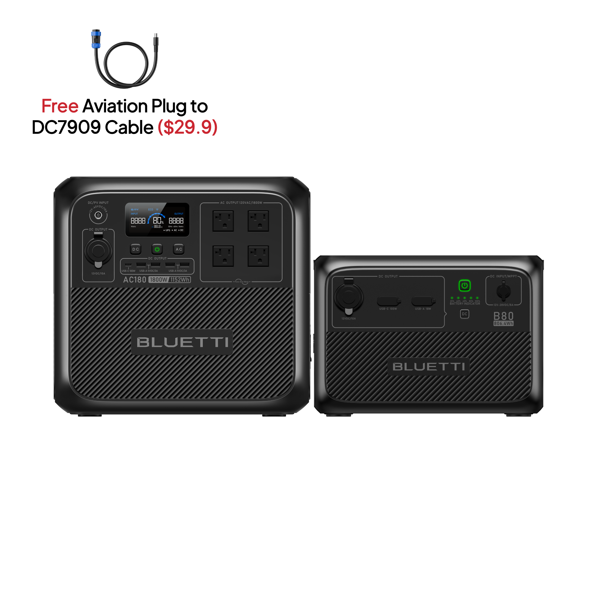 BLUETTI AC180 with B80 expansion battery