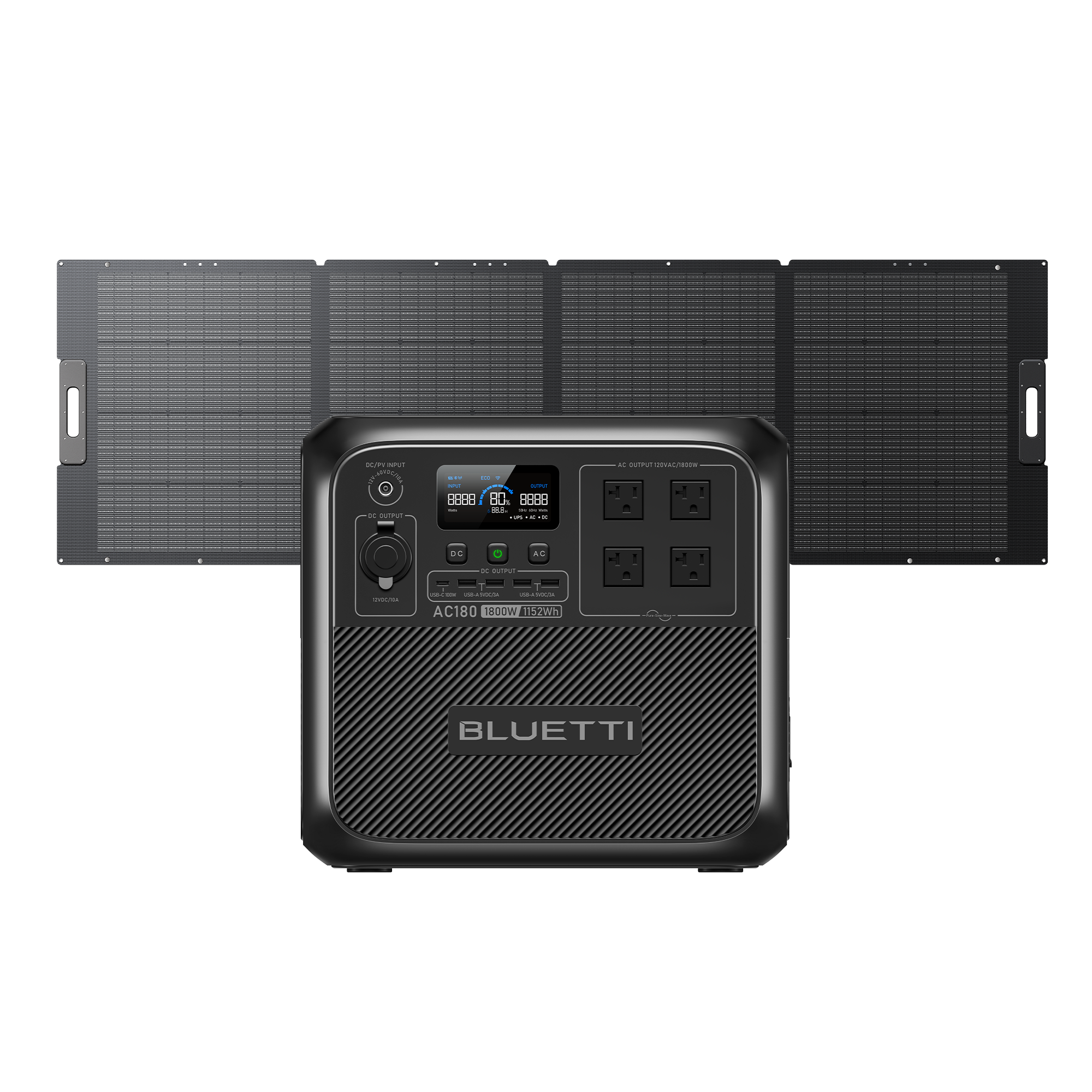 BLUETTI AC180 with foldable solar panel