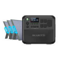 BLUETTI AC200L power station with three BLUETTI PV200 solar panels for clean energy.