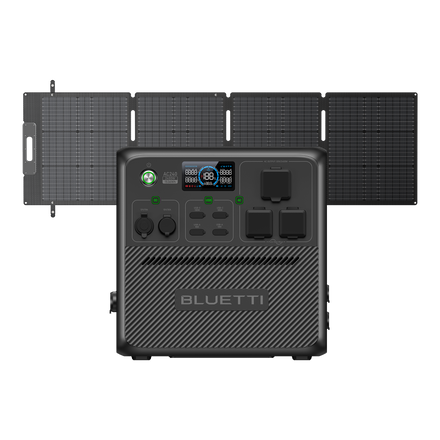 BLUETTI AC240 solar generator, 2400W, 1536Wh, with foldable solar panels
