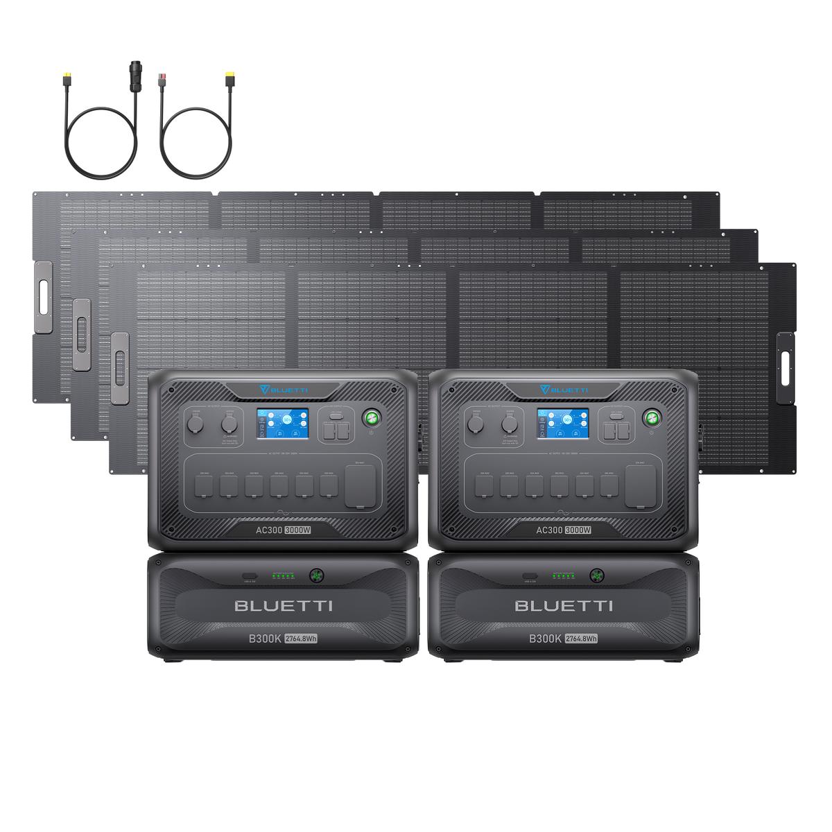 BLUETTI AC300+2*B300K+3*350W Solar+RV Cable | Home Battery Backup