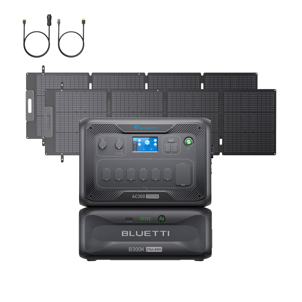 BLUETTI AC300+B300K+2*200W Solar+RV Cable | Home Battery Backup