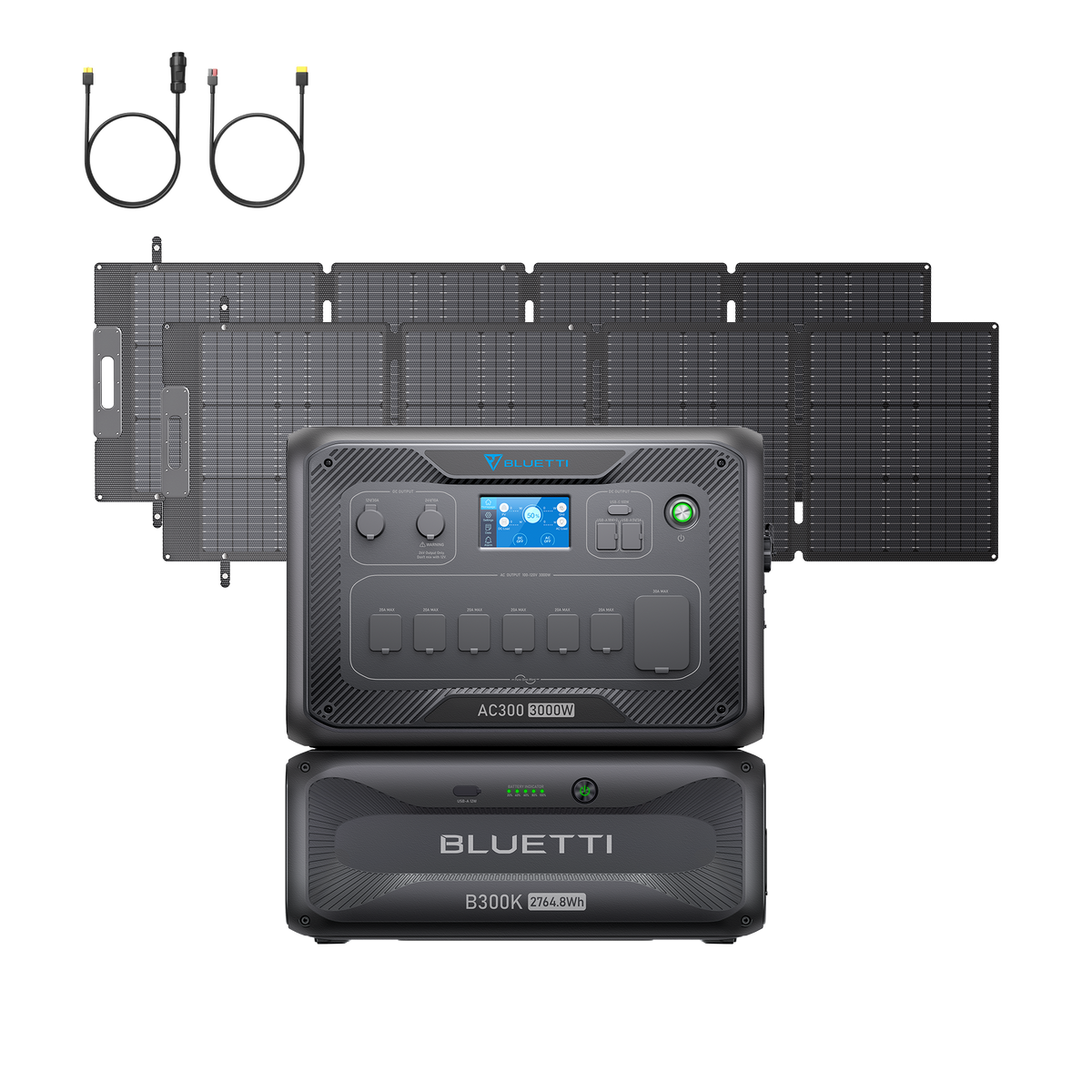 BLUETTI AC300+B300K+2*200W Solar+RV Cable | Home Battery Backup