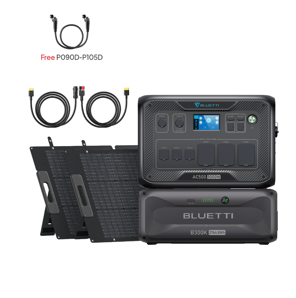 BLUETTI AC500+B300K+2*200W Solar+RV Cable  (Free P090D-P150D Cable) | Home Battery Backup