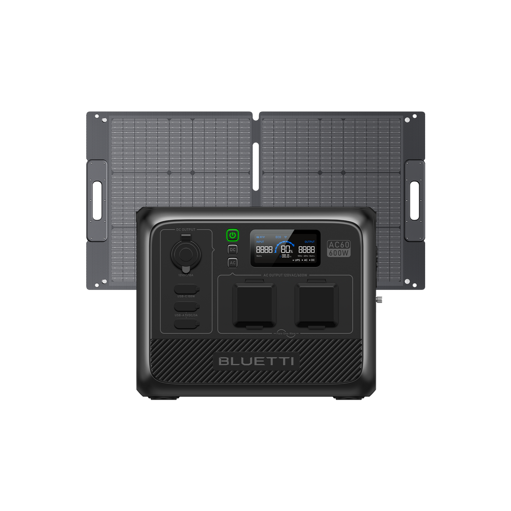 BLUETTI AC60+SP100L | 600W, 403Wh, 100W Solar Kit