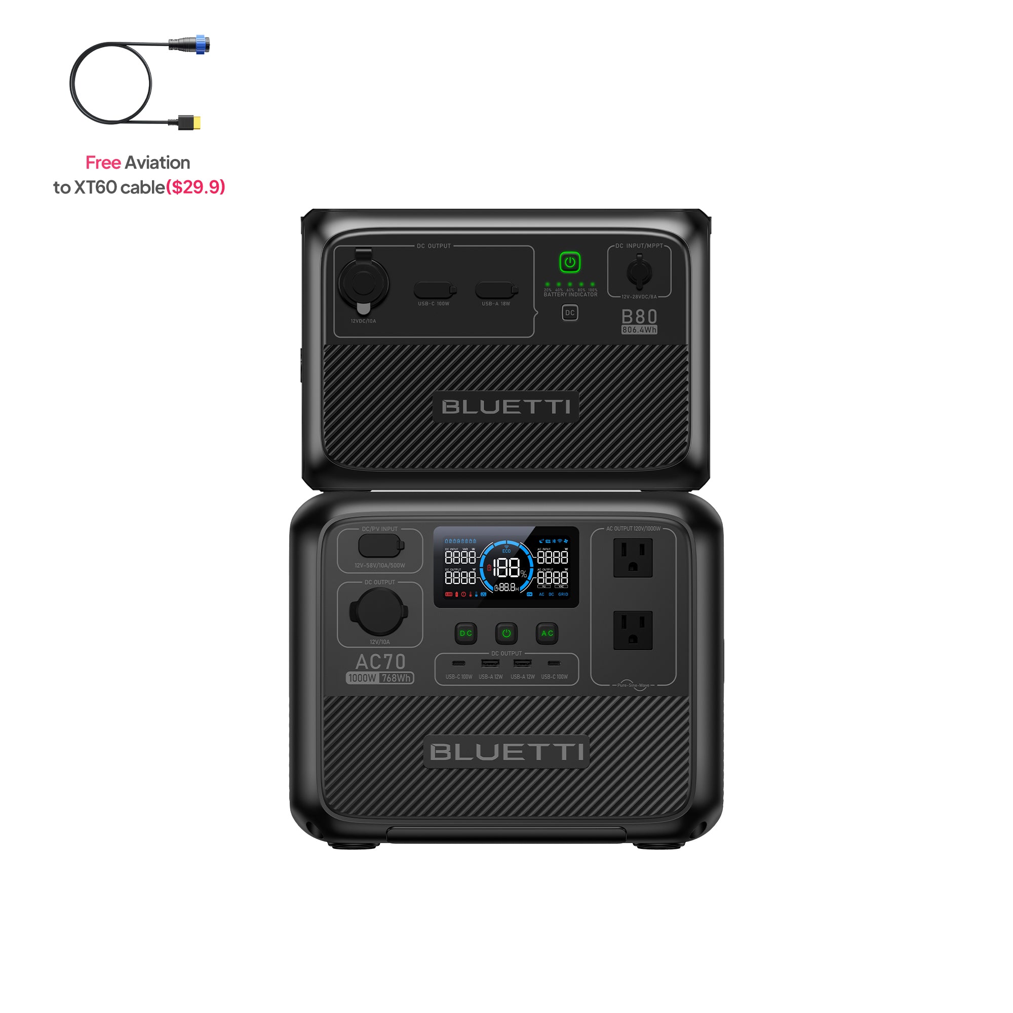 BLUETTI AC70 Portable Power Station | 1,000W 768Wh
