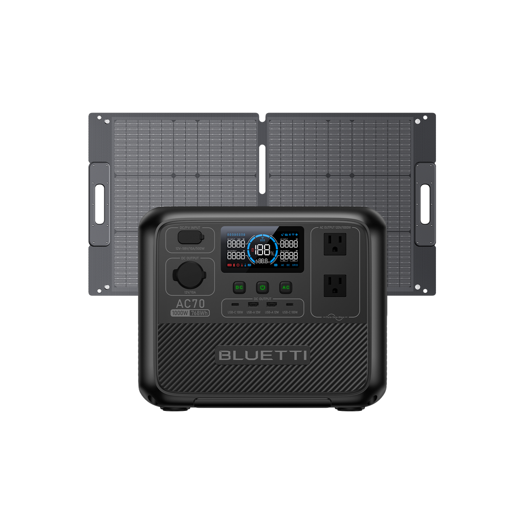 AC70+SP100L Solar Generator | 1000W, 768Wh