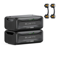 Two stacked BLUETTI B300K portable expansion batteries with connectors