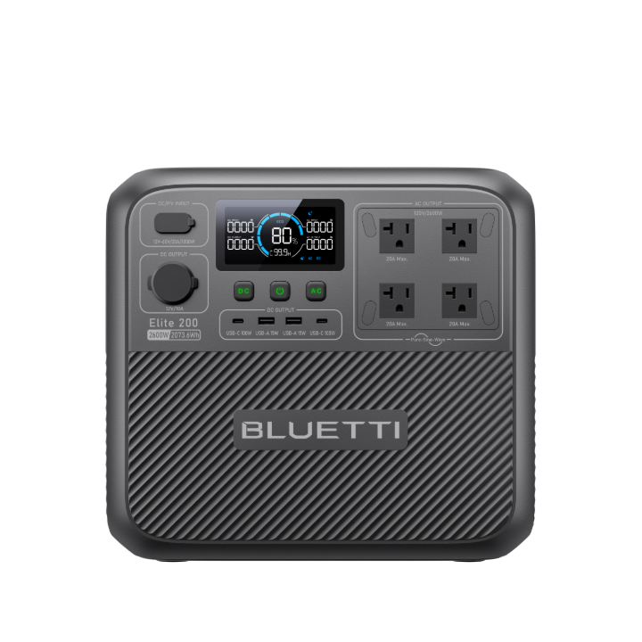 BLUETTI Elite 200 V2 Bluetti power station with front outlets and display