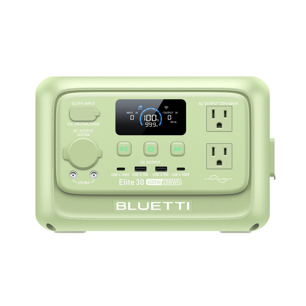 BLUETTI Elite 30 V2 Portable Power Station | 600W 288Wh  (Meadow Green)