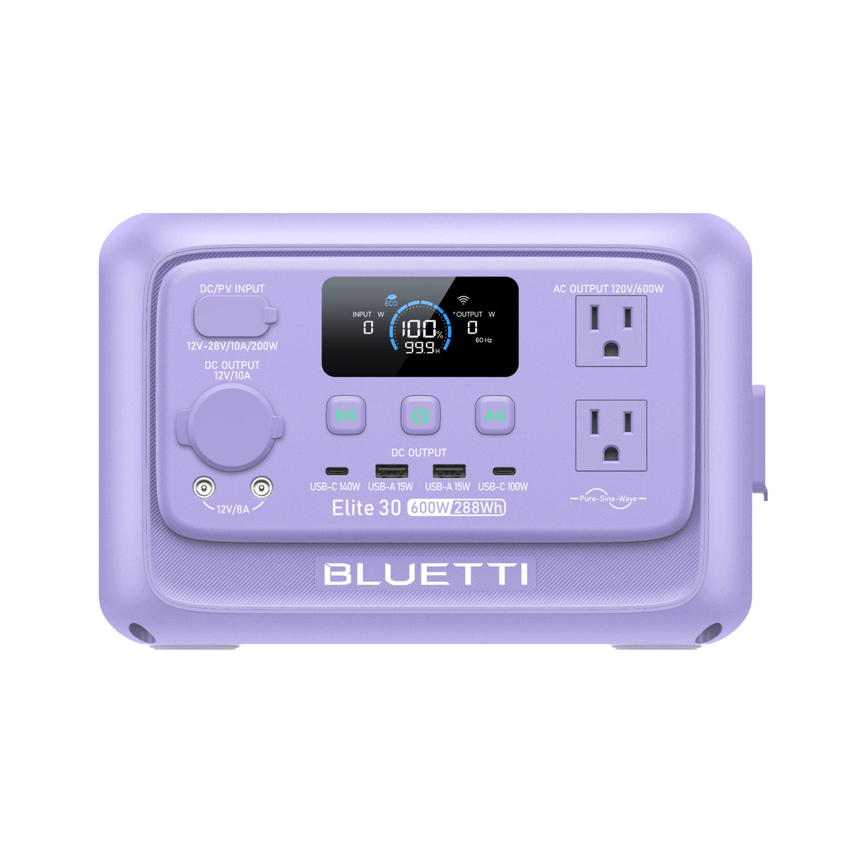 BLUETTI Elite 30 V2 Portable Power Station | 600W 288Wh  (Twilight Glow Purple)
