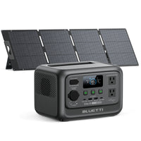 BLUETTI Elite 30 V2 portable power station with 200W foldable solar panels, 600W AC output, 288Wh.