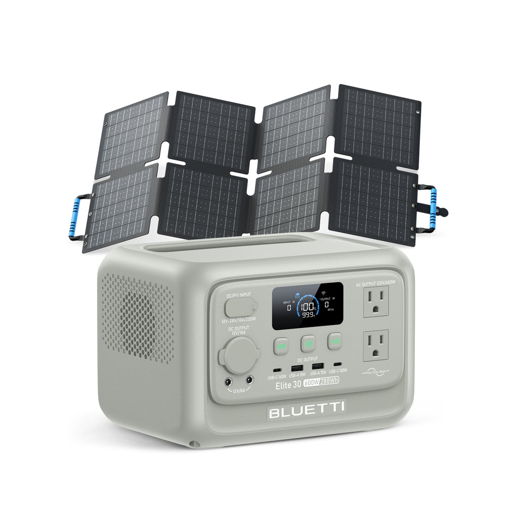 BLUETTI Elite 30 600W 288Wh portable power station with solar panels