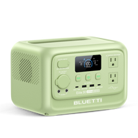 BLUETTI Elite portable power station, light green, digital display, AC and USB outlets.