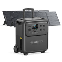 BLUETTI Elite 400 2600W 3840Wh portable power station with PV200D solar panels.