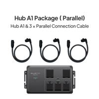 BLUETTI Hub A1 power expansion package with three parallel connection cables.
