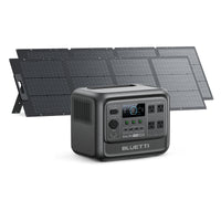 BLUETTI Elite 100 1800W portable power station with 1000W solar input and foldable solar panels.